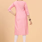 Casual Kurti Cotton Pink Embroidered Kurtis