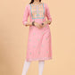 Casual Kurti Cotton Pink Embroidered Kurtis