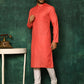 Kurta Pyjama Cotton Pink Plain Mens
