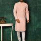 Kurta Pyjama Cotton Pink Chikankari Work Mens