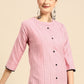 Party Wear Kurti Cotton Pink Strips Print Kurtis