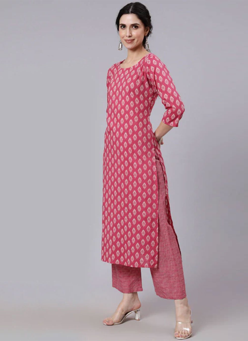 Salwar Suit Cotton Pink Print Salwar Kameez