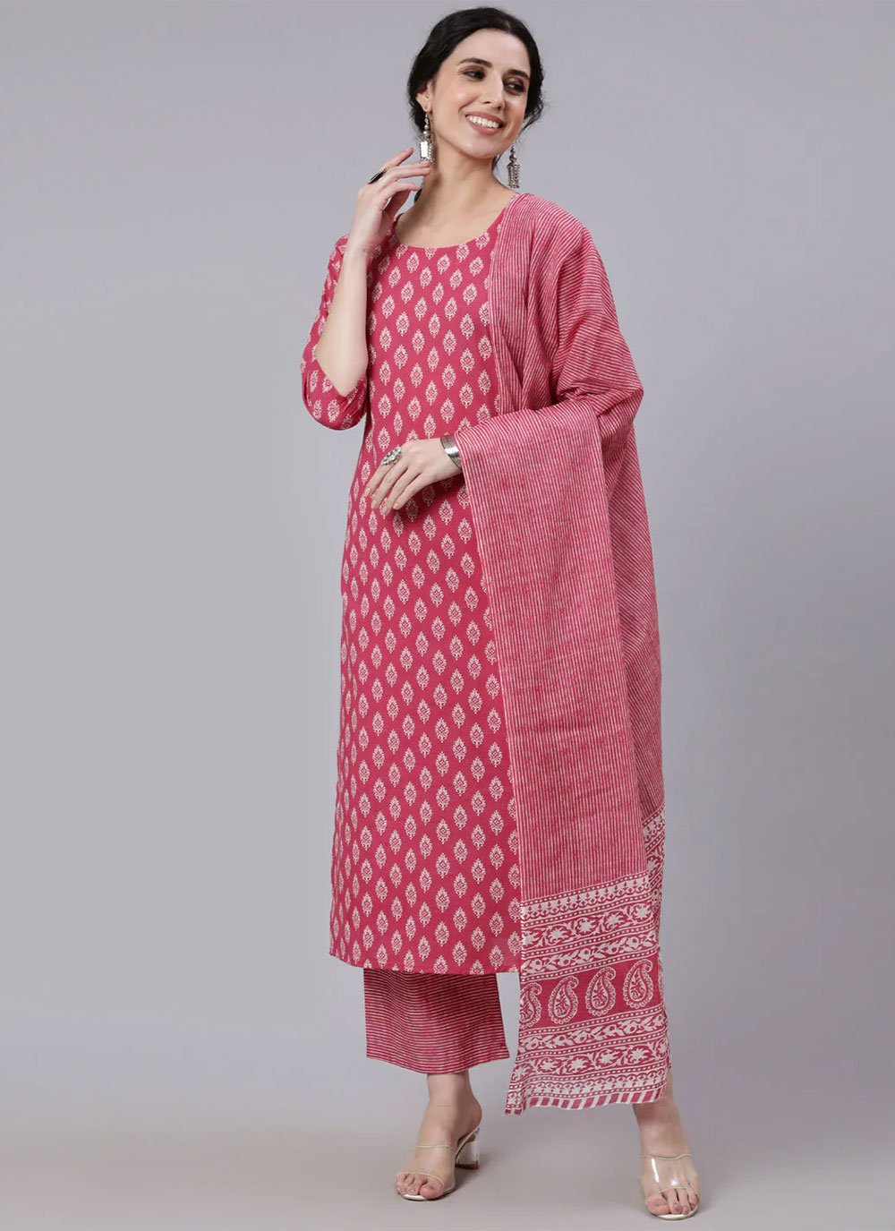 Salwar Suit Cotton Pink Print Salwar Kameez