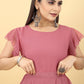 Designer Gown Georgette Pink Plain Gown