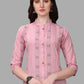 Designer Kurti Cotton Pink Weaving Kurtis