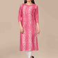 Designer Kurti Chanderi Pink Embroidered Kurtis