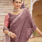 Designer Chinon Pink Sequins Saree