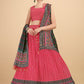 A Line Lehenga Satin Pink Digital Print Lehenga Choli