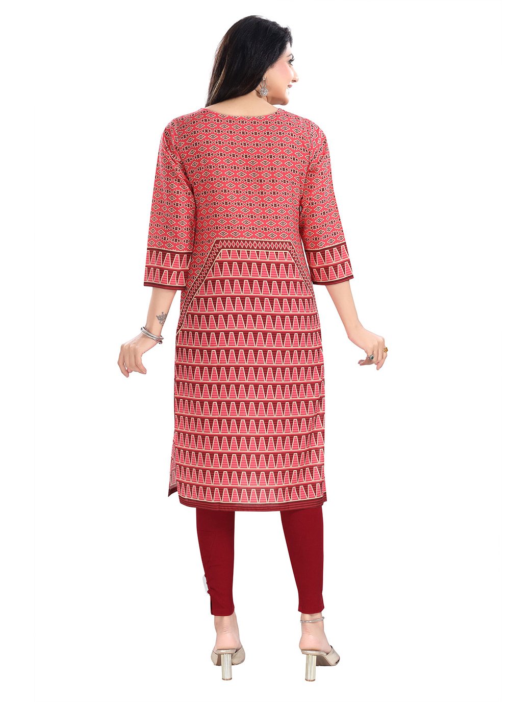 Designer Kurti Blended Cotton Pink Digital Print Kurtis