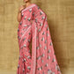 Designer Chinon Pink Digital Print Saree
