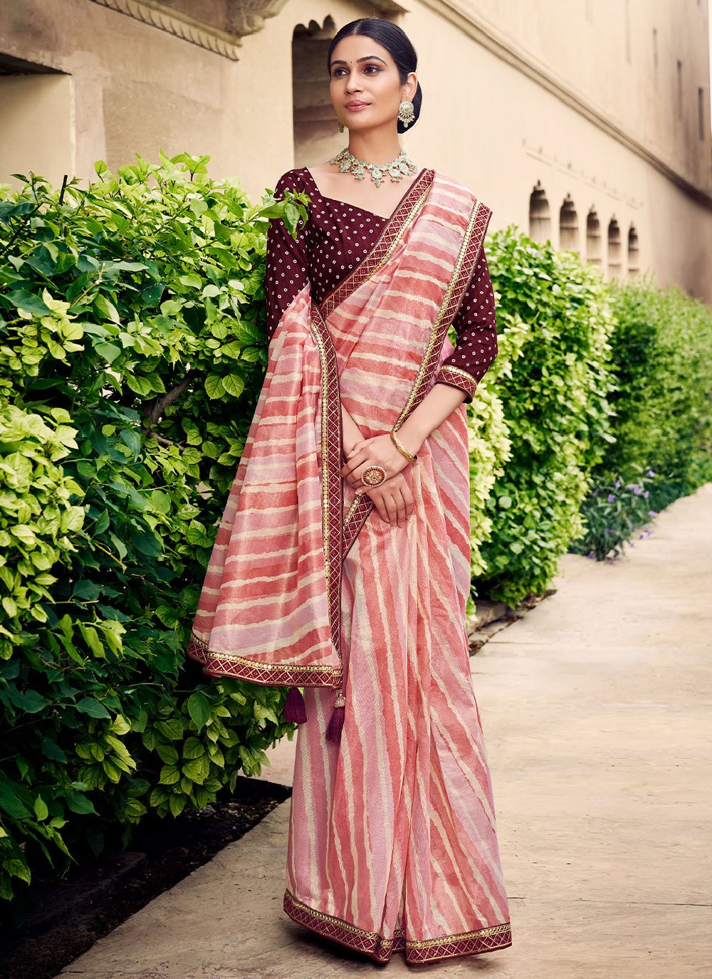 Classic Silk Pink Digital Print Saree