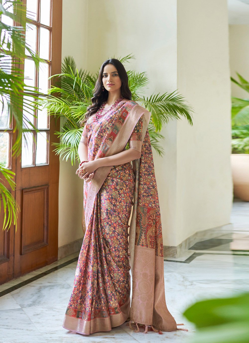 Trendy Saree Silk Pink Digital Print Saree