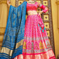 A Line Lehenga Silk Pink Digital Print Lehenga Choli