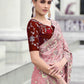 Classic Georgette Pink Embroidered Saree