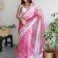 Classic Organza Pink Embroidered Saree