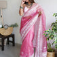 Classic Organza Pink Embroidered Saree