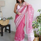 Classic Organza Pink Embroidered Saree