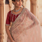 Classic Organza Pink Crystals Saree