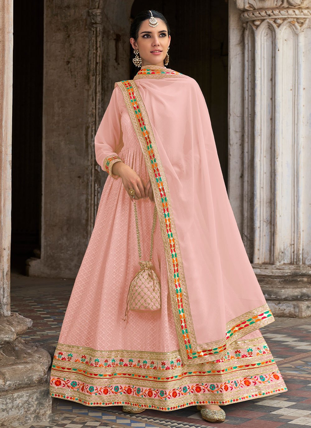 Salwar Suit Georgette Pink Embroidered Salwar Kameez