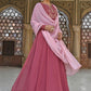 Gown Georgette Pink Embroidered Gown