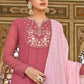 Gown Georgette Pink Embroidered Gown