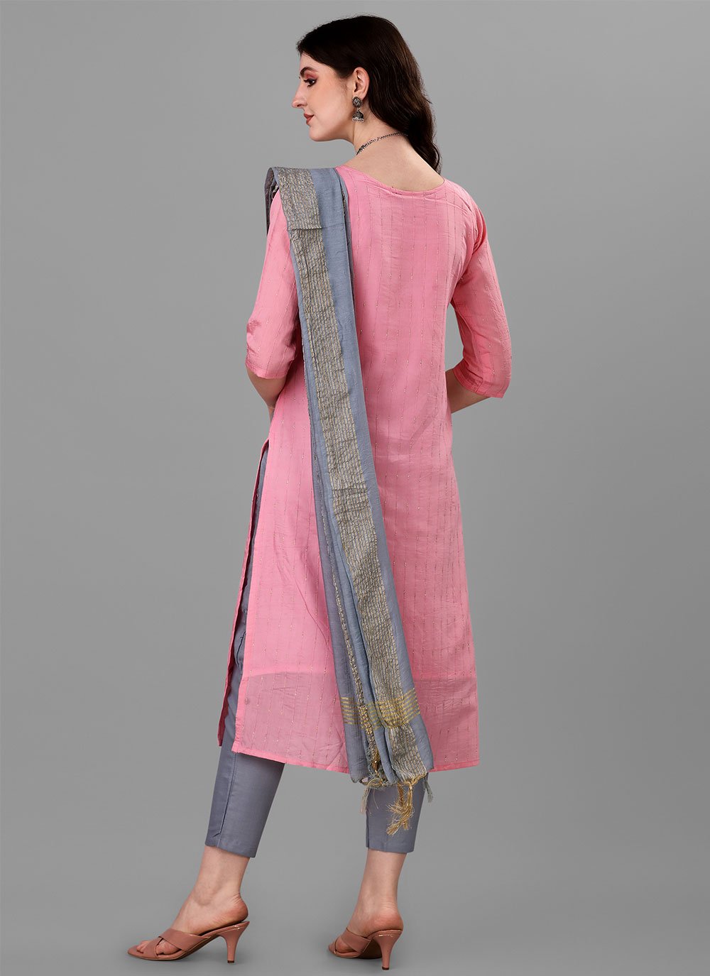 Salwar Suit Handloom Cotton Pink Embroidered Salwar Kameez