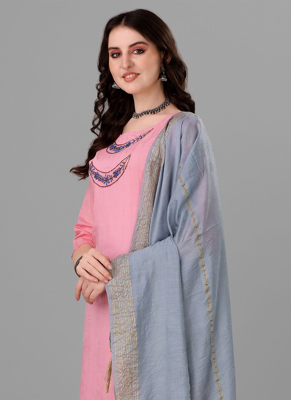 Salwar Suit Handloom Cotton Pink Embroidered Salwar Kameez