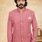 Jodhpuri Suit Velvet Pink Embroidered Mens