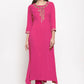 Designer Kurti Rayon Pink Embroidered Kurtis