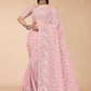 Classic Net Pink Embroidered Saree