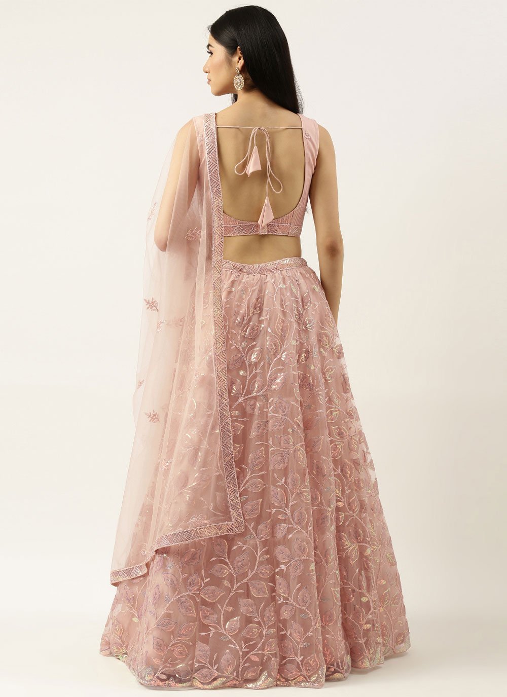 Lehenga Choli Net Pink Embroidered Lehenga Choli