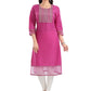 Casual Kurti Silk Blend Pink Embroidered Kurtis