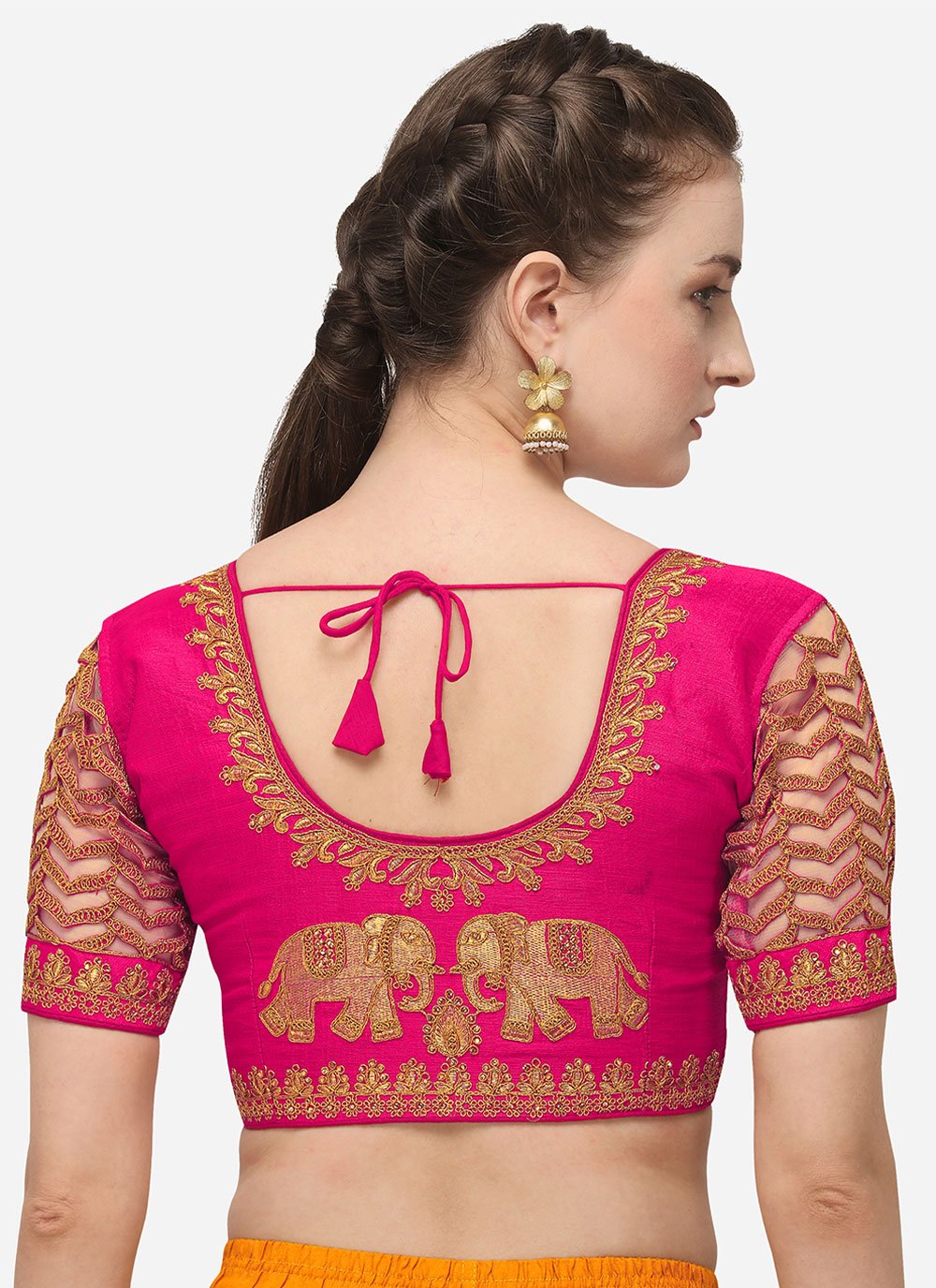 Designer Blouse Silk Pink Embroidered Blouse