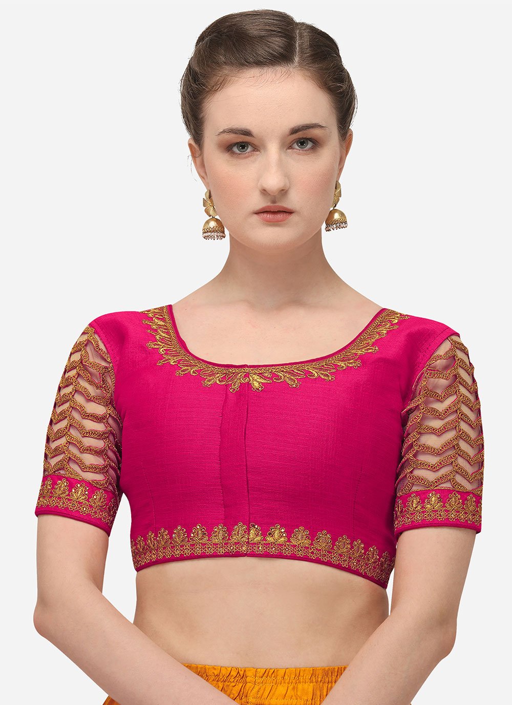 Designer Blouse Silk Pink Embroidered Blouse