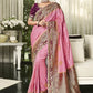 Designer Silk Pink Embroidered Saree