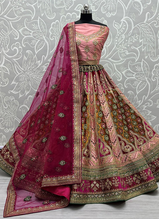 Lehenga Choli Silk Pink Dori Work Lehenga Choli