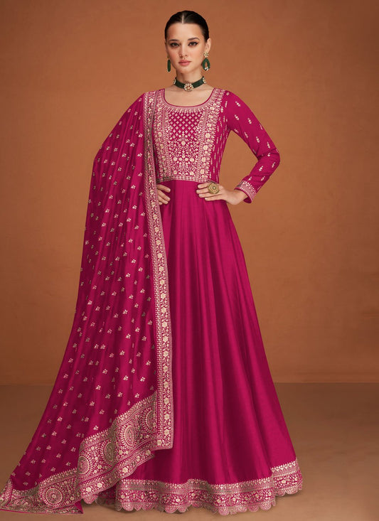 Gown Silk Pink Embroidered Gown