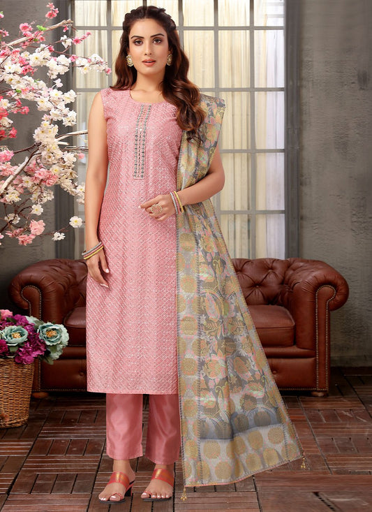 Trendy Suit Silk Pink Embroidered Salwar Kameez