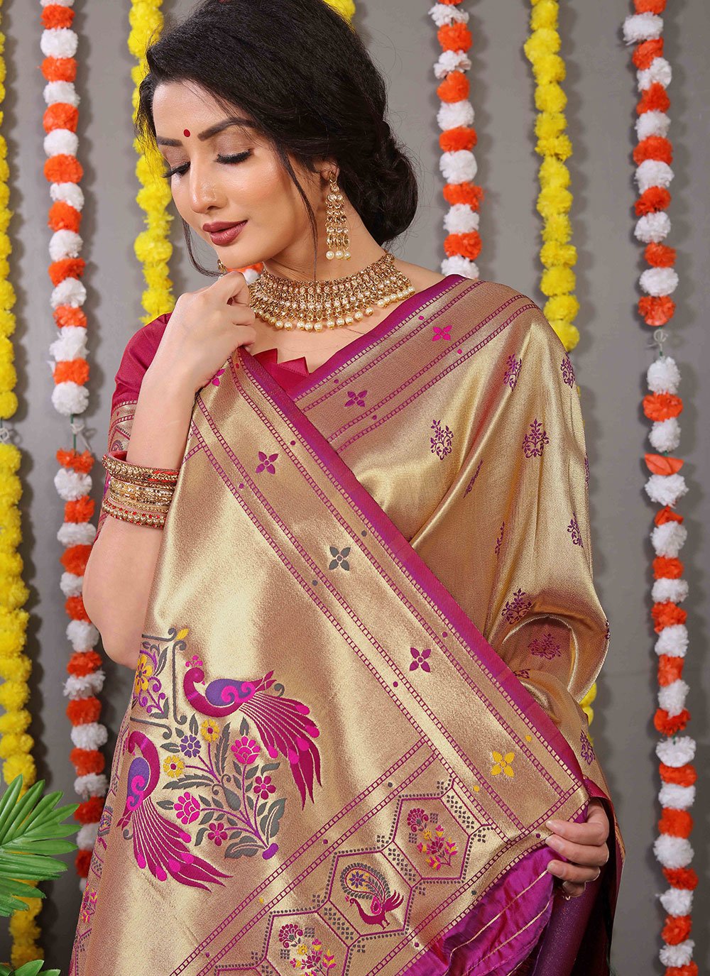 Classic Banarasi Silk Pink Weaving Saree