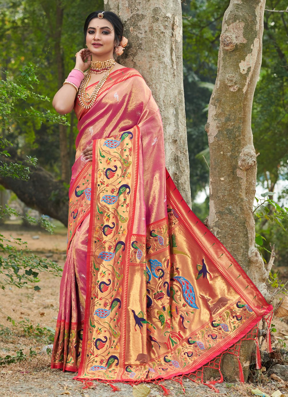 Traditional Saree Silk Pink Weaving Saree