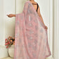 Designer Georgette Pink Embroidered Saree