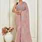 Designer Georgette Pink Embroidered Saree