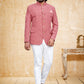 Jodhpuri Suit Velvet Pink Embroidered Mens