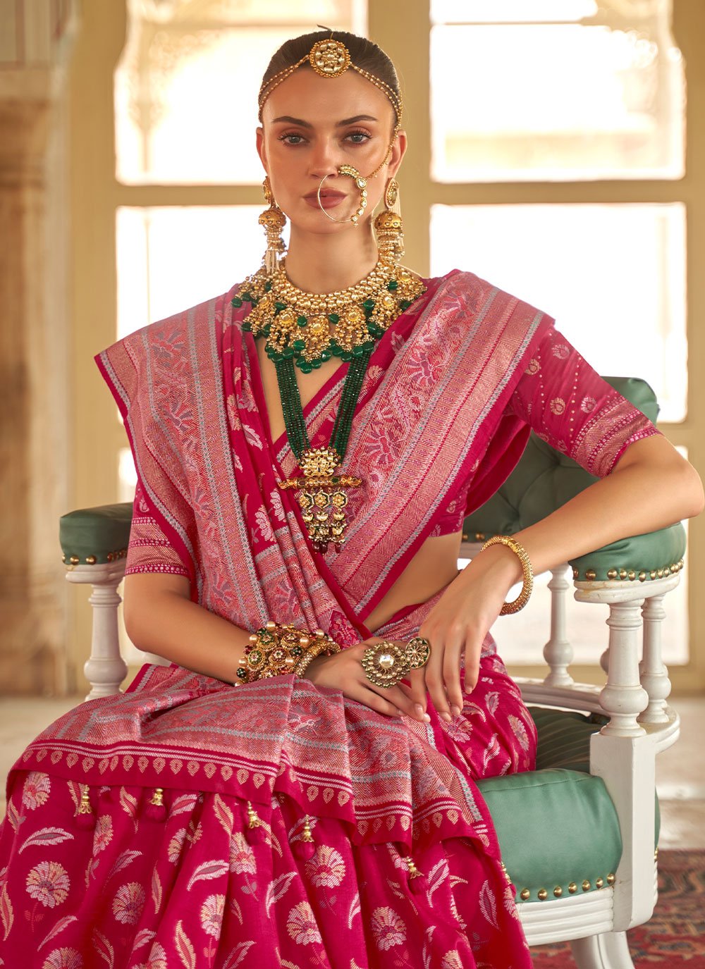 Trendy Saree Silk Pink Foil Print Saree