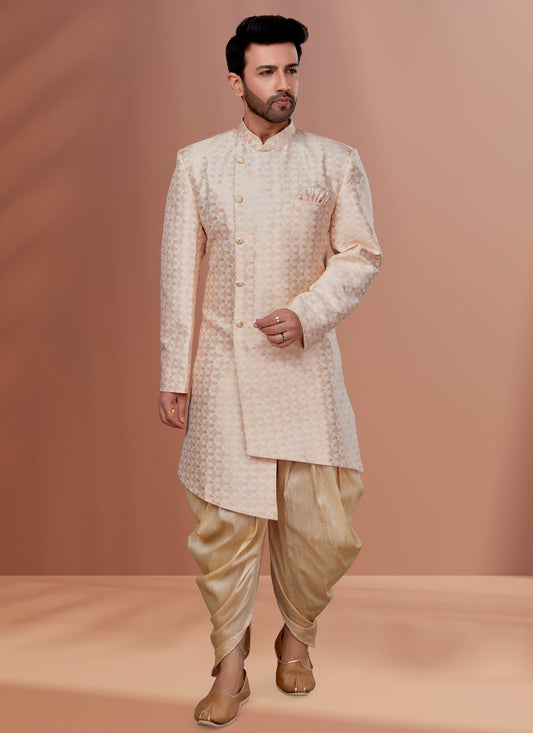 Indo Western Jacquard Pink Fancy Work Mens