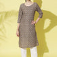 Party Wear Kurti Polyester Pink Fancy Work Kurtis