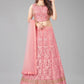 A Line Lehenga Net Pink Embroidered Lehenga Choli