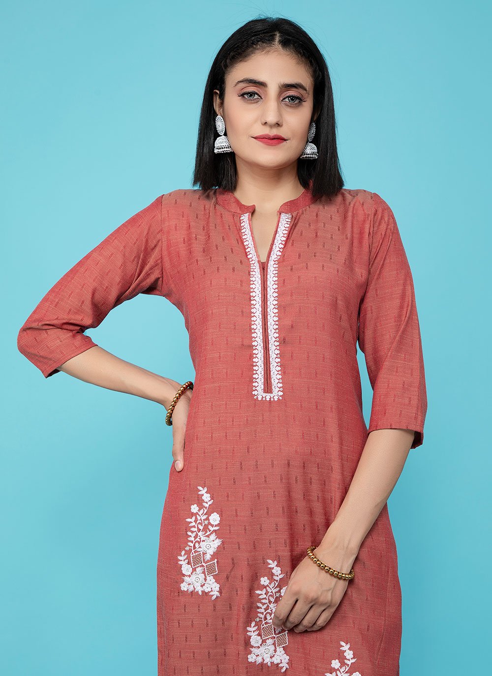 Casual Kurti Cotton Pink Print Kurtis