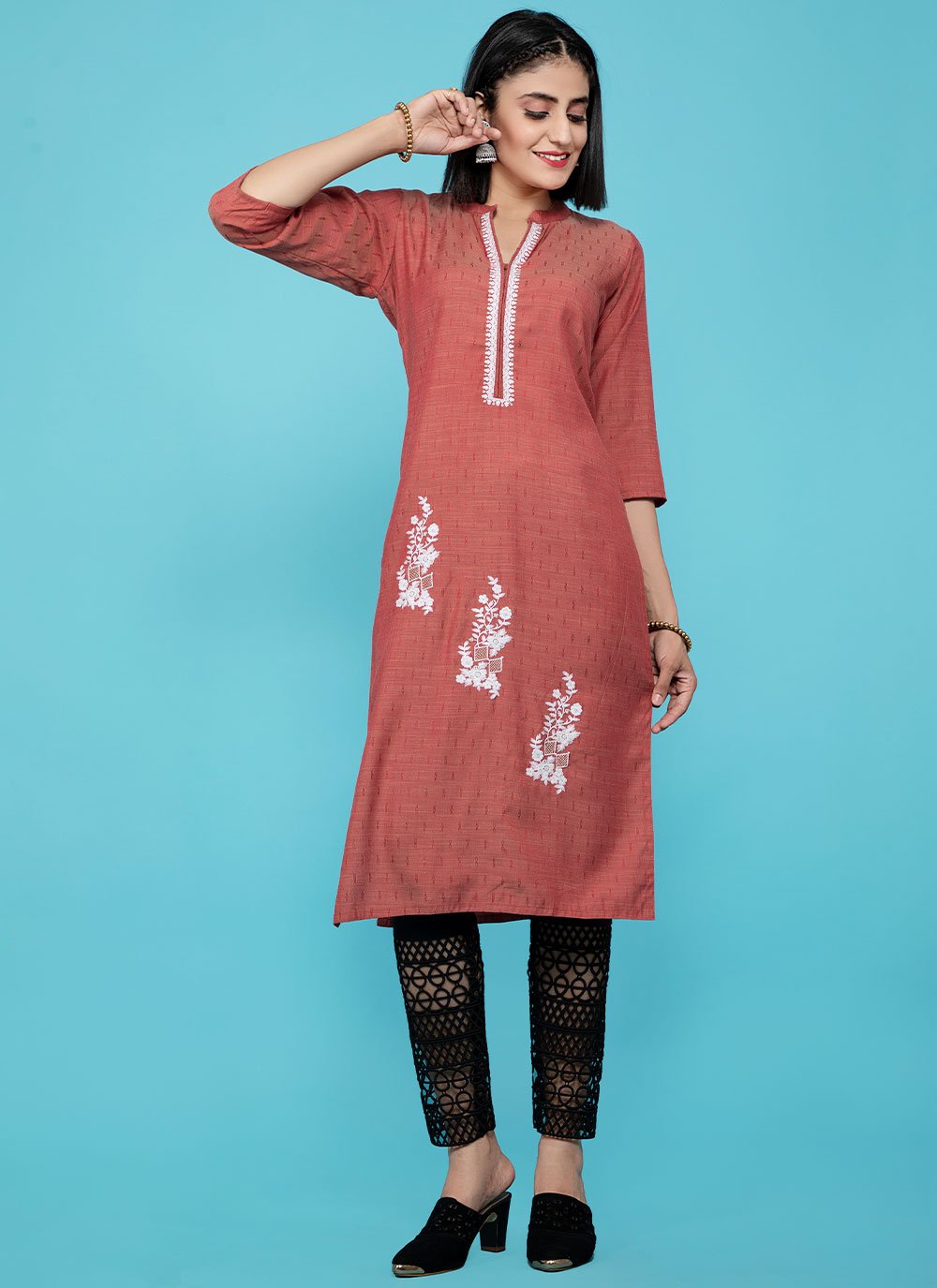 Casual Kurti Cotton Pink Print Kurtis