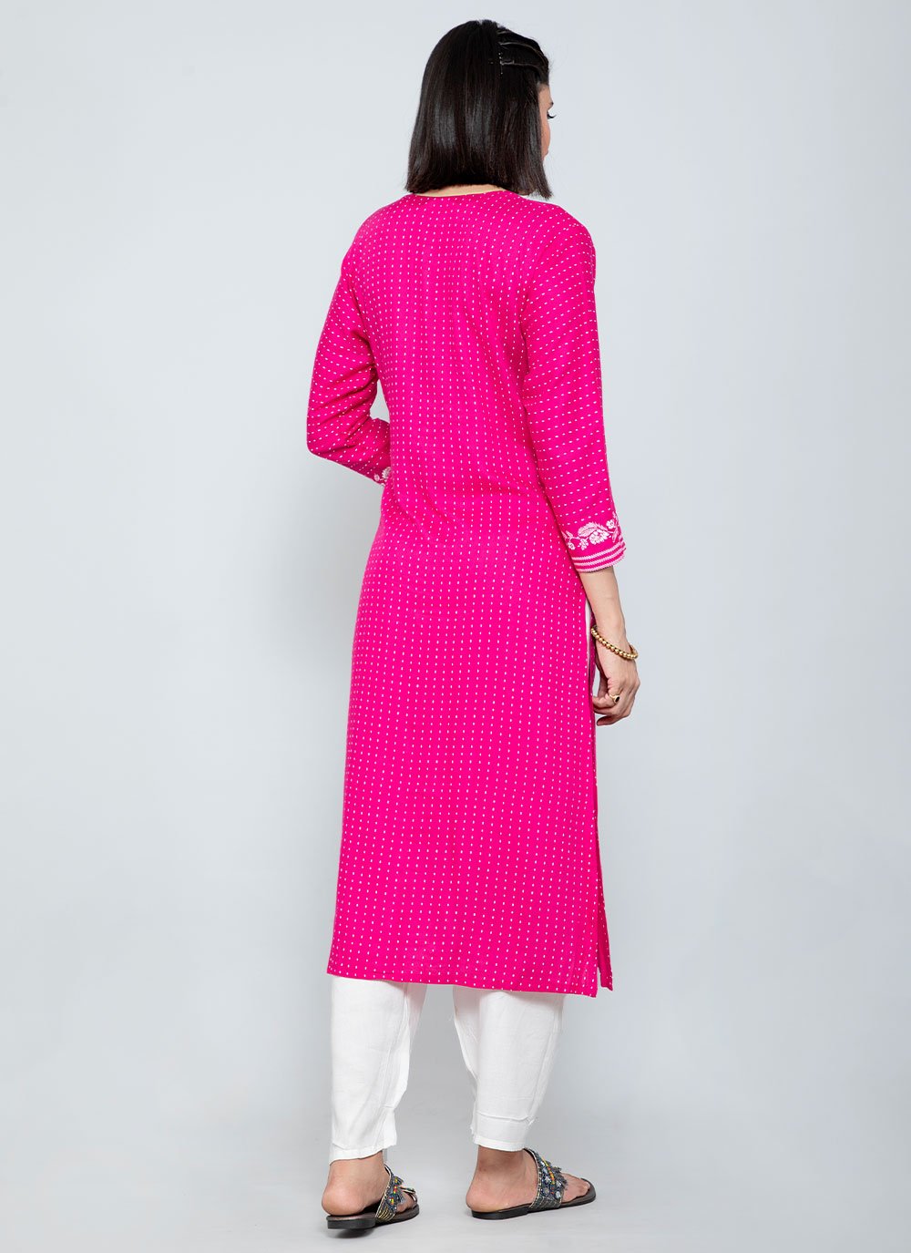 Casual Kurti Cotton Pink Foil Print Kurtis